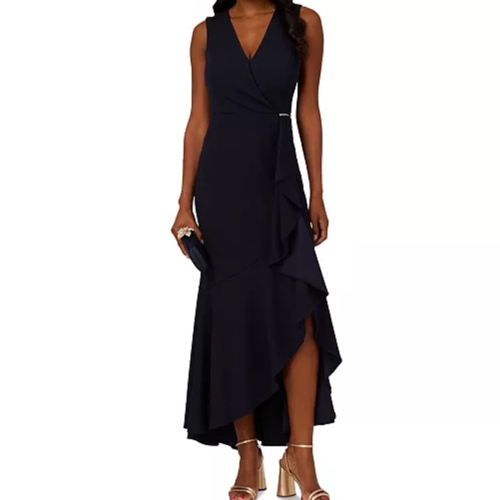Adrianna Papell Navy High Low Dress